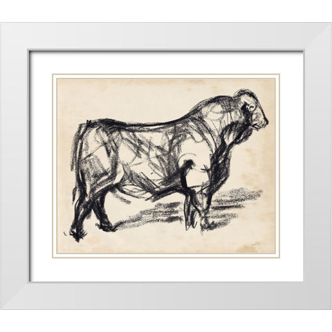 Black Angus I White Modern Wood Framed Art Print with Double Matting by Parker, Jennifer Paxton