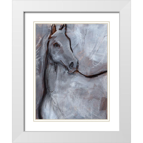 White Horse Contour I White Modern Wood Framed Art Print with Double Matting by Parker, Jennifer Paxton