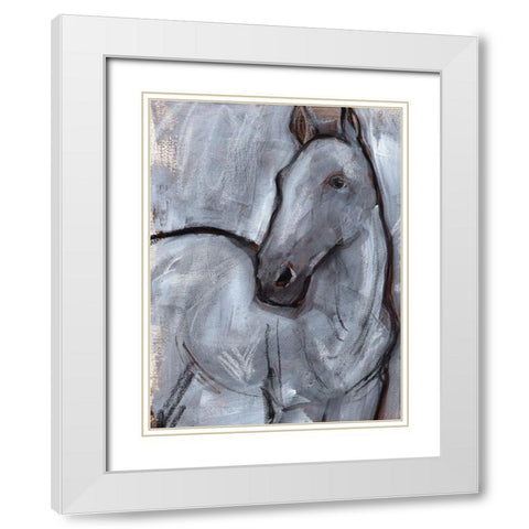 White Horse Contour II White Modern Wood Framed Art Print with Double Matting by Parker, Jennifer Paxton