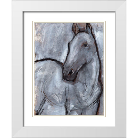 White Horse Contour II White Modern Wood Framed Art Print with Double Matting by Parker, Jennifer Paxton