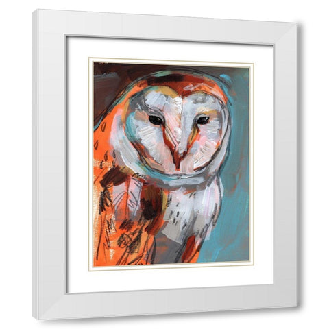 Optic Owl I White Modern Wood Framed Art Print with Double Matting by Parker, Jennifer Paxton