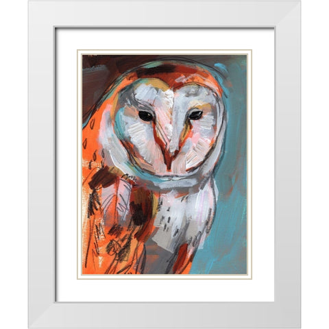 Optic Owl I White Modern Wood Framed Art Print with Double Matting by Parker, Jennifer Paxton