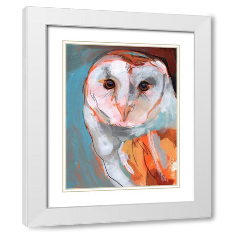 Optic Owl II White Modern Wood Framed Art Print with Double Matting by Parker, Jennifer Paxton