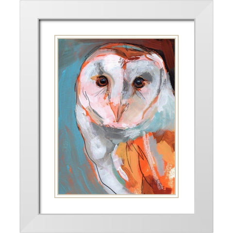 Optic Owl II White Modern Wood Framed Art Print with Double Matting by Parker, Jennifer Paxton