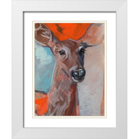 Doe Eyes I White Modern Wood Framed Art Print with Double Matting by Parker, Jennifer Paxton