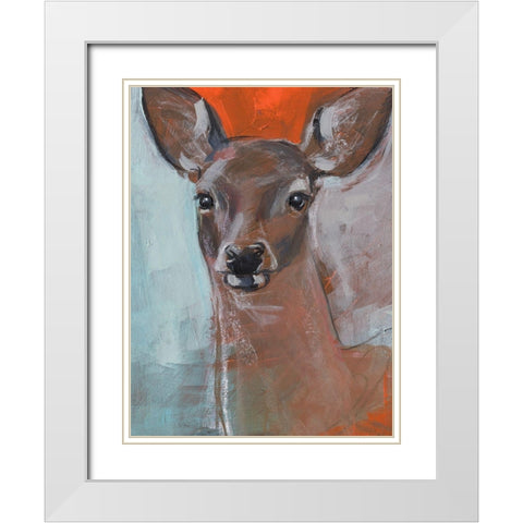 Doe Eyes II White Modern Wood Framed Art Print with Double Matting by Parker, Jennifer Paxton