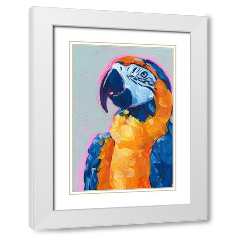 Pop Art Parrot I White Modern Wood Framed Art Print with Double Matting by Parker, Jennifer Paxton