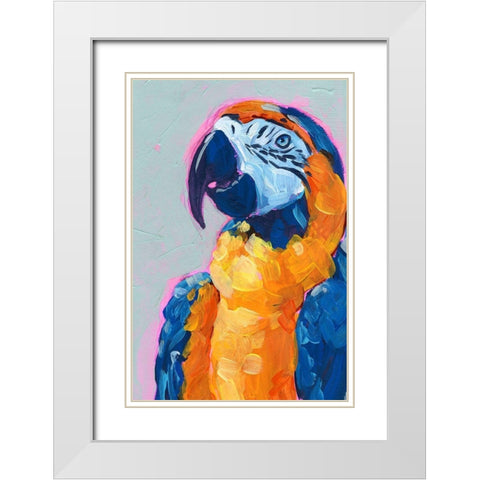 Pop Art Parrot I White Modern Wood Framed Art Print with Double Matting by Parker, Jennifer Paxton