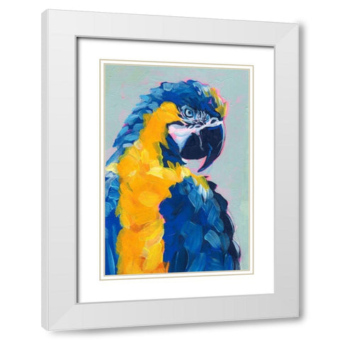 Pop Art Parrot II White Modern Wood Framed Art Print with Double Matting by Parker, Jennifer Paxton