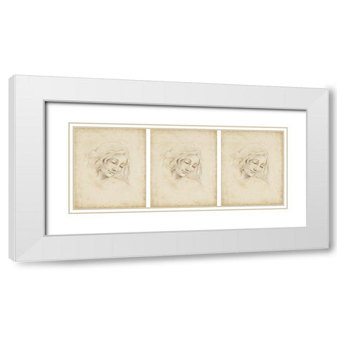 3-UP Classical Portrait Study III White Modern Wood Framed Art Print with Double Matting by Harper, Ethan