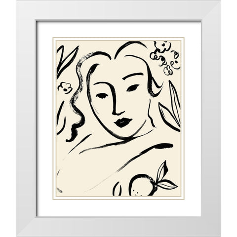 Matisses Muse Portrait I White Modern Wood Framed Art Print with Double Matting by Barnes, Victoria
