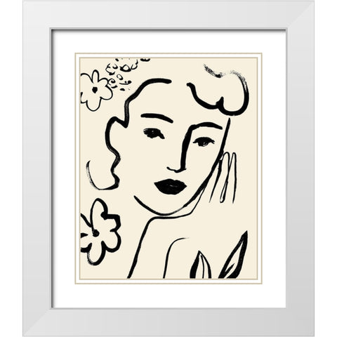 Matisses Muse Portrait II White Modern Wood Framed Art Print with Double Matting by Barnes, Victoria