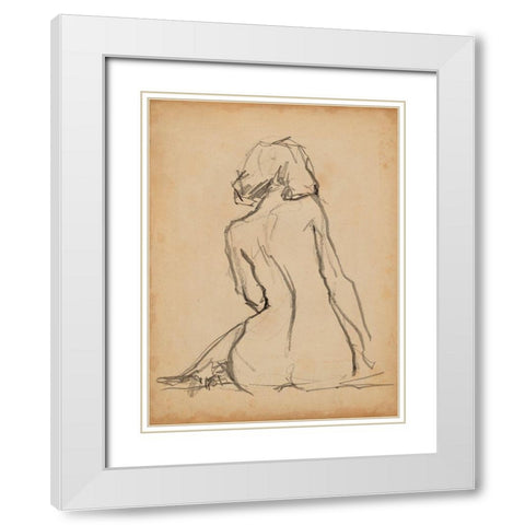 Figure Lines I White Modern Wood Framed Art Print with Double Matting by Parker, Jennifer Paxton