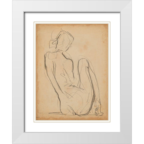 Figure Lines IV White Modern Wood Framed Art Print with Double Matting by Parker, Jennifer Paxton