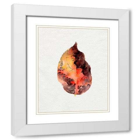 Watercolor Autumn Leaf I White Modern Wood Framed Art Print with Double Matting by Parker, Jennifer Paxton