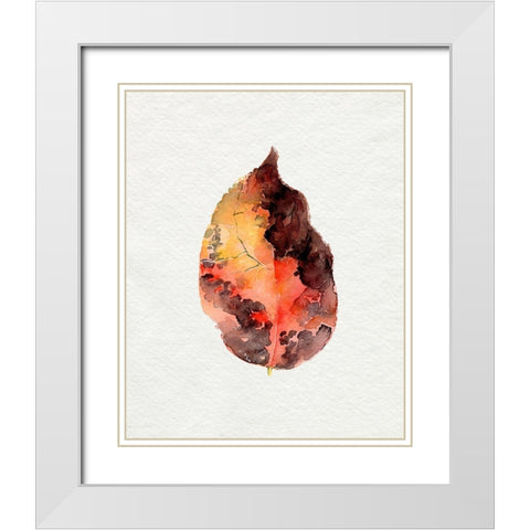 Watercolor Autumn Leaf I White Modern Wood Framed Art Print with Double Matting by Parker, Jennifer Paxton
