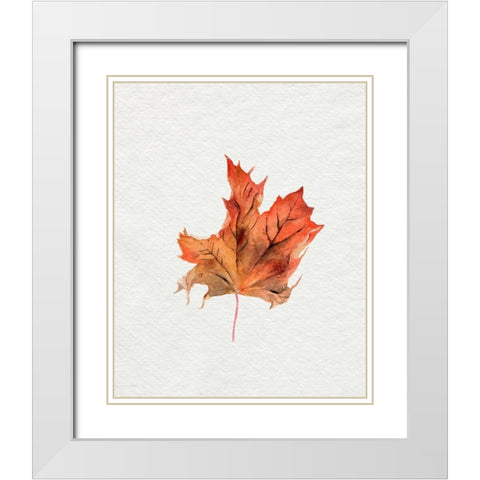Watercolor Autumn Leaf II White Modern Wood Framed Art Print with Double Matting by Parker, Jennifer Paxton