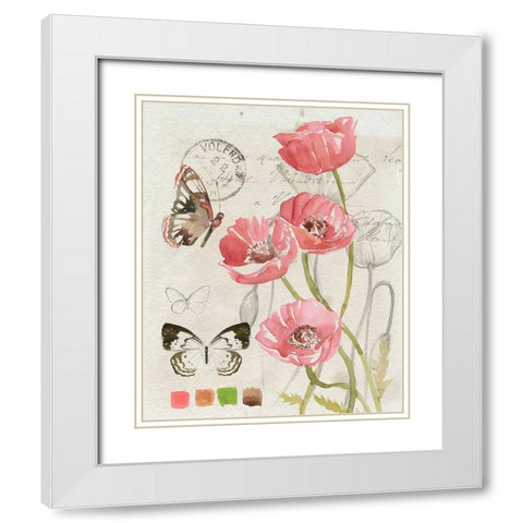 Field Notes Florals I White Modern Wood Framed Art Print with Double Matting by Parker, Jennifer Paxton