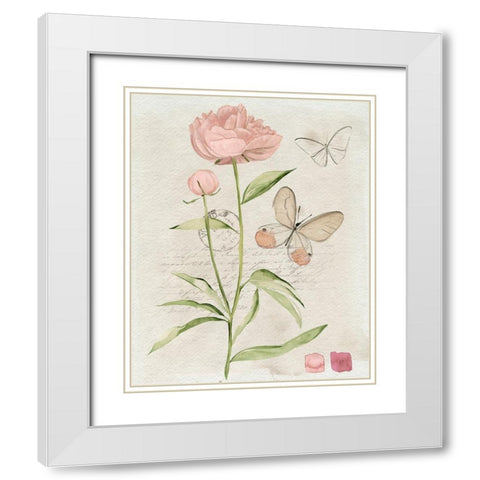 Field Notes Florals II White Modern Wood Framed Art Print with Double Matting by Parker, Jennifer Paxton