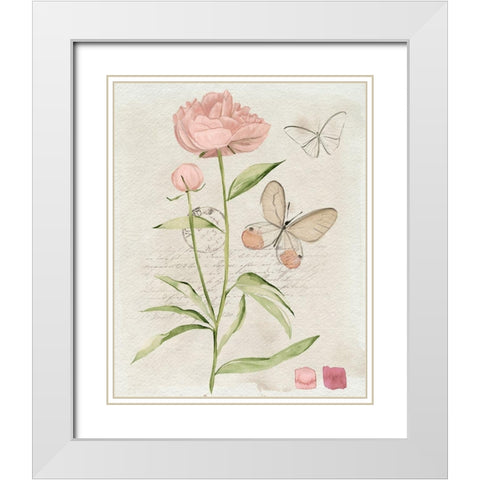 Field Notes Florals II White Modern Wood Framed Art Print with Double Matting by Parker, Jennifer Paxton