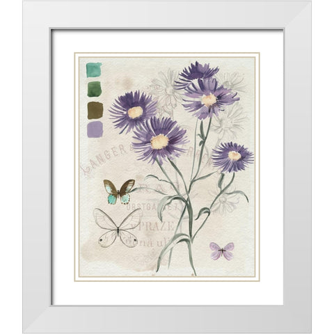 Field Notes Florals III White Modern Wood Framed Art Print with Double Matting by Parker, Jennifer Paxton