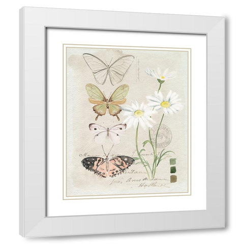 Field Notes Florals IV White Modern Wood Framed Art Print with Double Matting by Parker, Jennifer Paxton
