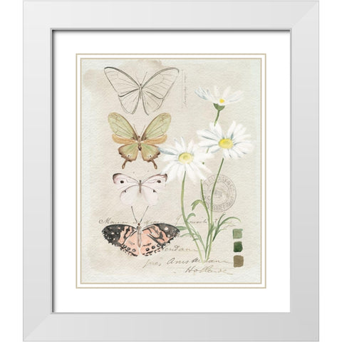 Field Notes Florals IV White Modern Wood Framed Art Print with Double Matting by Parker, Jennifer Paxton