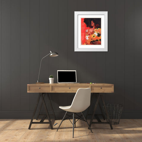 Through the Flowers I White Modern Wood Framed Art Print with Double Matting by Parker, Jennifer Paxton