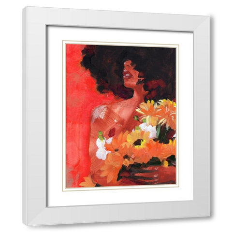 Through the Flowers I White Modern Wood Framed Art Print with Double Matting by Parker, Jennifer Paxton