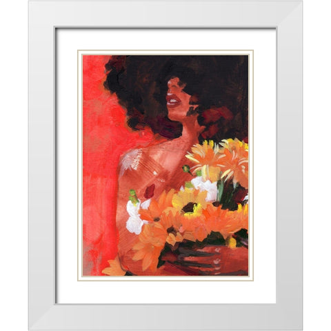Through the Flowers I White Modern Wood Framed Art Print with Double Matting by Parker, Jennifer Paxton