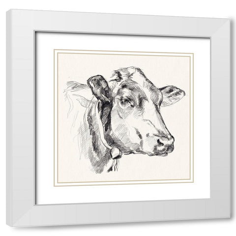 Holstein Portrait Sketch I White Modern Wood Framed Art Print with Double Matting by Parker, Jennifer Paxton