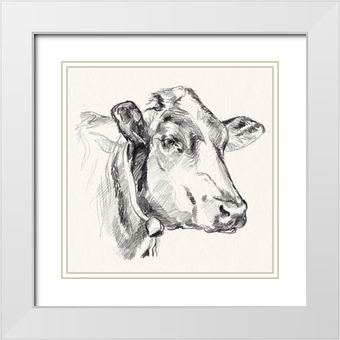 Holstein Portrait Sketch I White Modern Wood Framed Art Print with Double Matting by Parker, Jennifer Paxton