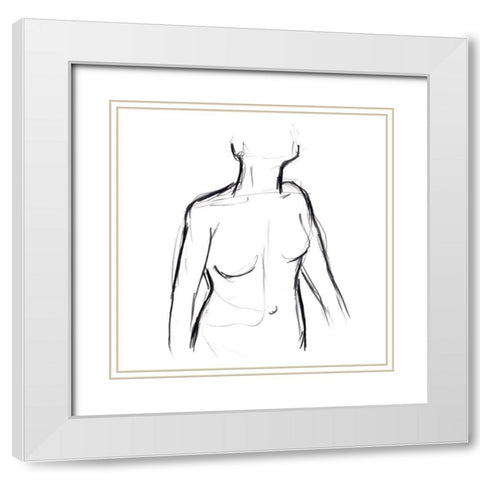 Linear Nude I White Modern Wood Framed Art Print with Double Matting by Vess, June Erica