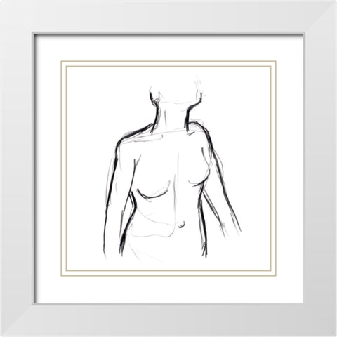 Linear Nude I White Modern Wood Framed Art Print with Double Matting by Vess, June Erica