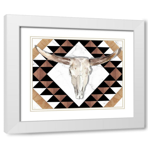 Santa Fe Skulls V White Modern Wood Framed Art Print with Double Matting by Parker, Jennifer Paxton