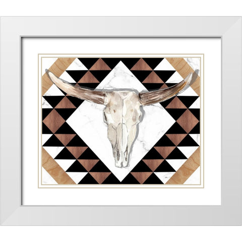 Santa Fe Skulls V White Modern Wood Framed Art Print with Double Matting by Parker, Jennifer Paxton