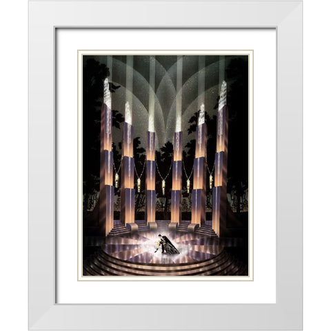 Nocturne White Modern Wood Framed Art Print with Double Matting by Hoppe, Robert