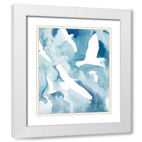 Soaring Flock II White Modern Wood Framed Art Print with Double Matting by Warren, Annie
