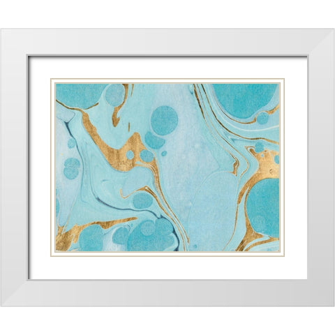 Turquoise Stream I White Modern Wood Framed Art Print with Double Matting by Warren, Annie