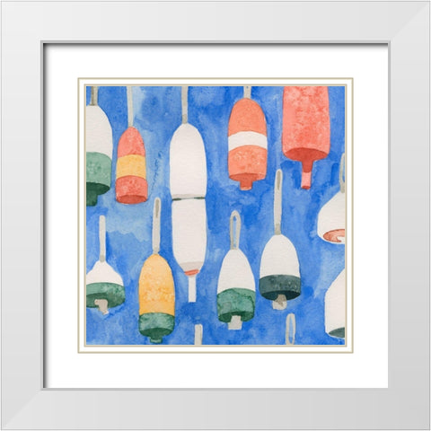 Salty Ocean Buoys II White Modern Wood Framed Art Print with Double Matting by Caroline, Emma