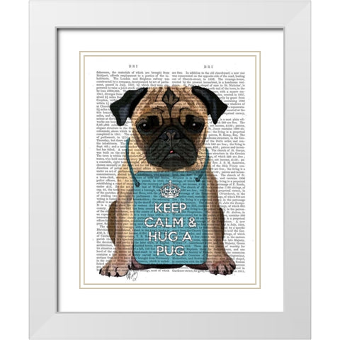 Hug a Pug White Modern Wood Framed Art Print with Double Matting by Fab Funky