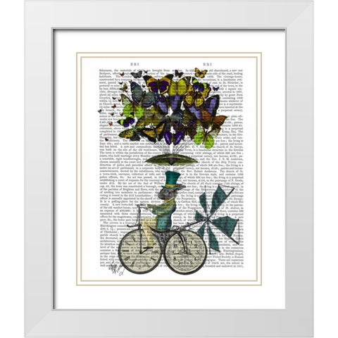 Time Flies Rabbit White Modern Wood Framed Art Print with Double Matting by Fab Funky