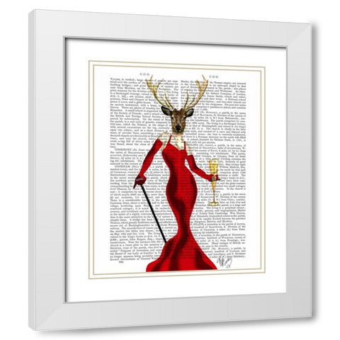 Glamour Deer In Red White Modern Wood Framed Art Print with Double Matting by Fab Funky