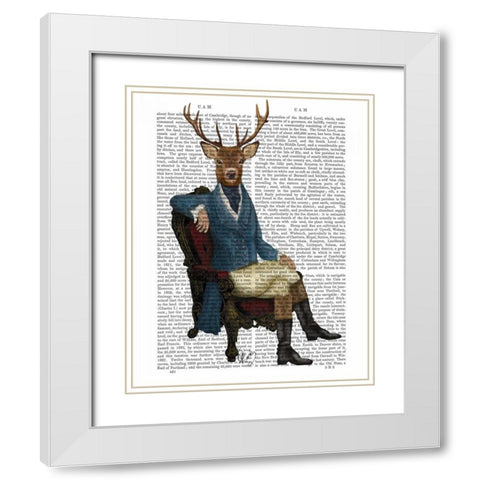 Distinguished Deer Full White Modern Wood Framed Art Print with Double Matting by Fab Funky