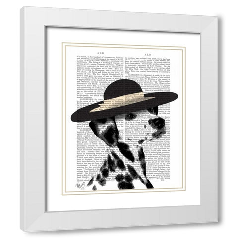Dalmatian and Brimmed Black Hat White Modern Wood Framed Art Print with Double Matting by Fab Funky