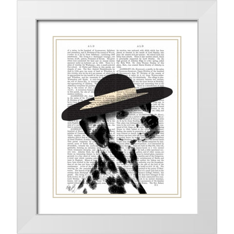 Dalmatian and Brimmed Black Hat White Modern Wood Framed Art Print with Double Matting by Fab Funky