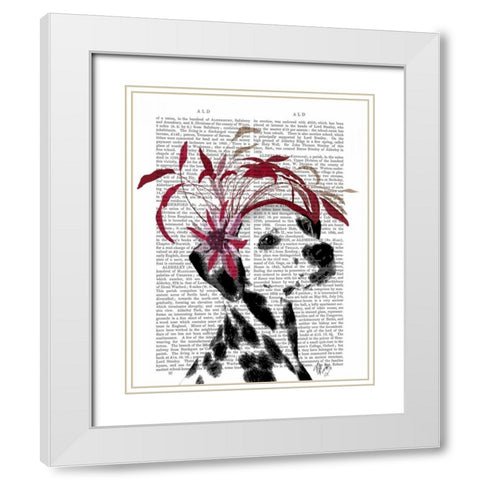 Dalmatian With Red Fascinator White Modern Wood Framed Art Print with Double Matting by Fab Funky