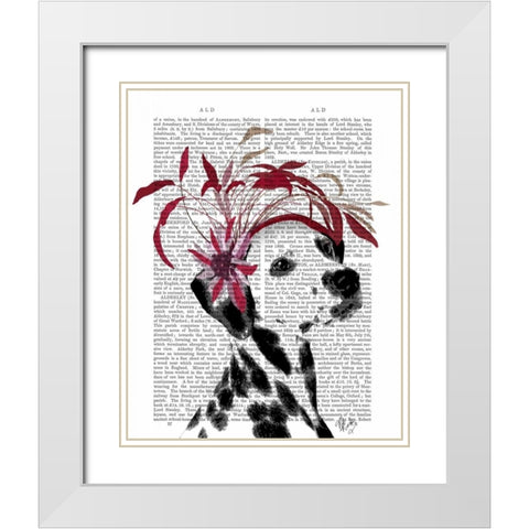 Dalmatian With Red Fascinator White Modern Wood Framed Art Print with Double Matting by Fab Funky