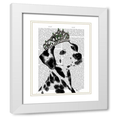 Dalmatian with Tiara White Modern Wood Framed Art Print with Double Matting by Fab Funky