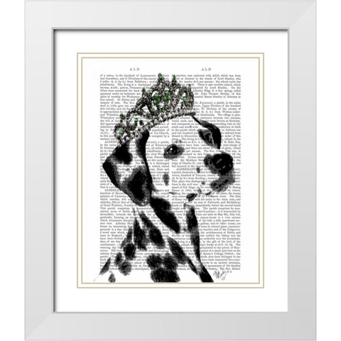 Dalmatian with Tiara White Modern Wood Framed Art Print with Double Matting by Fab Funky